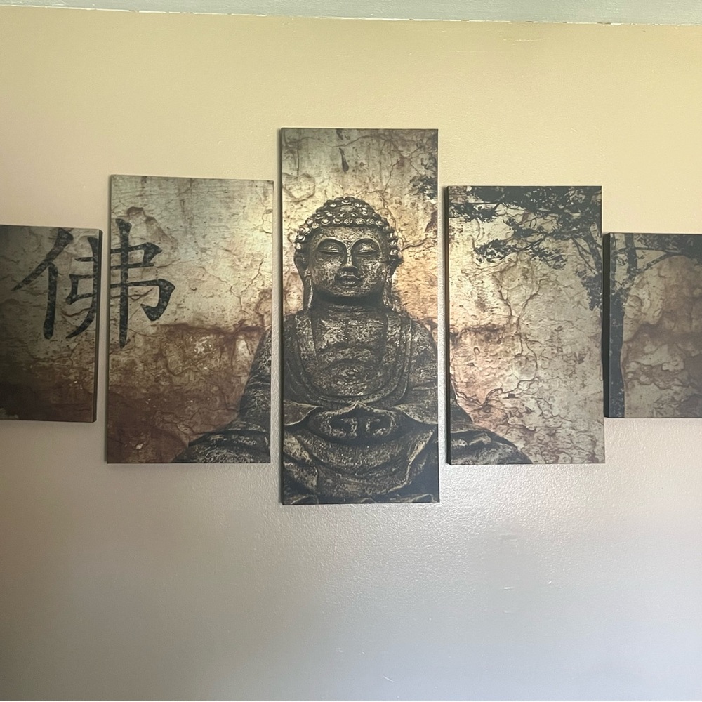 Zen Buddha Canvas Wall Art in Brown and Black
